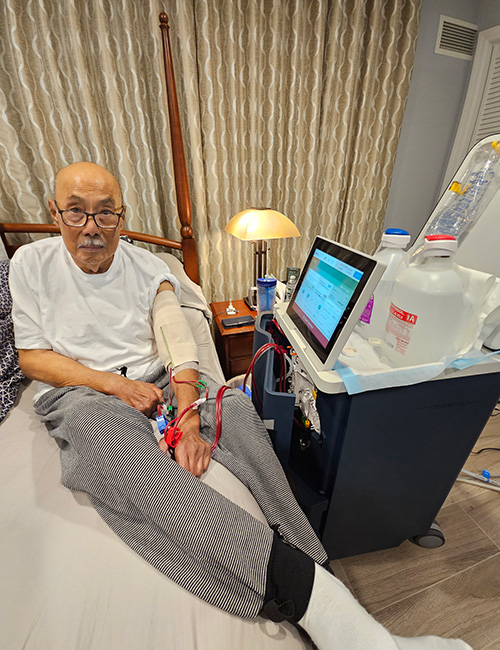 Henry receiving hemodialysis at home