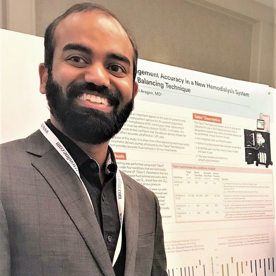 Gopi Lingam, Director of Product Development Engineering, presenting exciting new data on Tablo<sup>®</sup> at the annual AKI & CRRT conference.